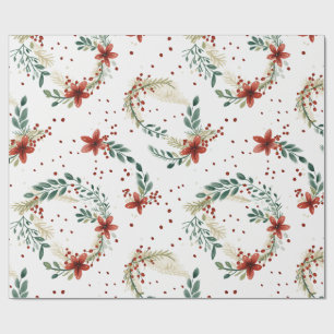 Papel De Presente Feriado bonito Botânico Floral Natal Inverno
