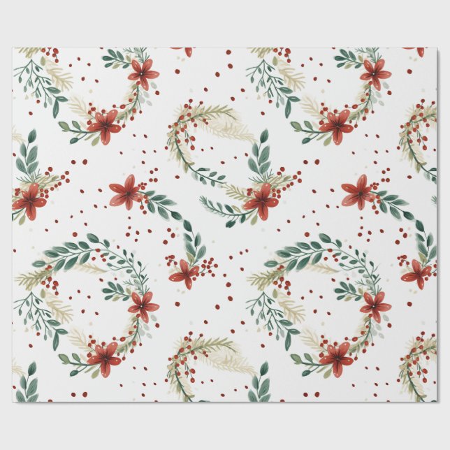 Papel De Presente Feriado bonito Botânico Floral Natal Inverno (Aberto)