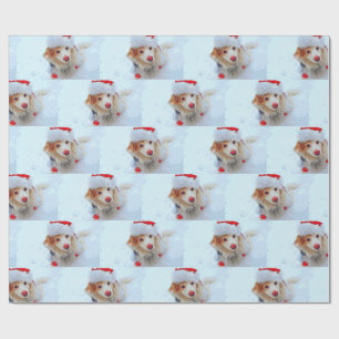 Papel De Presente Feriado bonito Dachshund cão Xmas chapéu festivo n