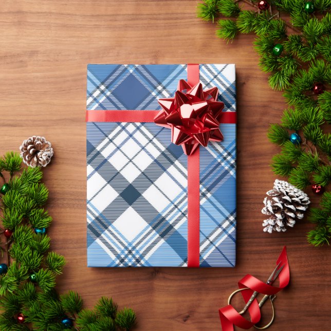 Papel De Presente Feriado Branco Xadrez de Natal (Presente de Natal)