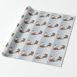 Papel De Presente Feriado Brilhante de Natal Sledge Bunny