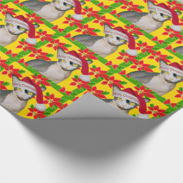 Papel De Presente Feriado calvo do Natal do chapéu do papai noel do