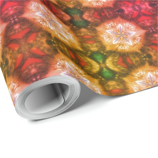 Papel De Presente Feriado das Estrelas Vermelhas e Verdes Natal (Ponta do rolo)