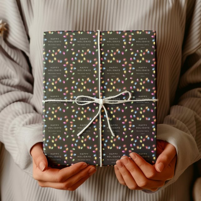 Papel De Presente Feriado das Luzes de Natal Coloridas (Criador carregado)