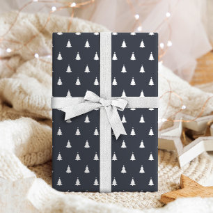 Papel De Presente Feriado de Árvore de Natal Branco da Cinza de car