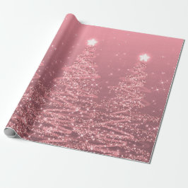 Papel De Presente Feriado de Árvores de Natal Glitter Dourado rosa