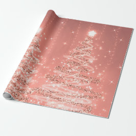 Papel De Presente Feriado de Árvores de Natal Glitter Dourado rosa