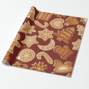 Papel De Presente Feriado de Biscoitos de Pão de Natal