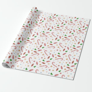 Papel De Presente Feriado de Candy Cane Stars de Natal