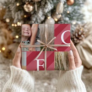 Papel De Presente Feriado de Colagem de Fotografias de Stripes de Na