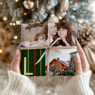 Papel De Presente Feriado de Colagem de Fotos de Noel de Natal Cláss