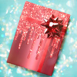 Papel De Presente Feriado de Glitter de Coletor de Metálico Vermelho<br><div class="desc">Este invólucro espumante tem uma base vermelha falso metálica falso,  festiva,  com gotas vermelhas de fusão impressas que caem em ambos os lados.</div>