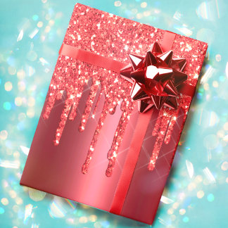 Papel De Presente Feriado de Glitter de Coletor de Metálico Vermelho