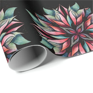 Papel De Presente Feriado de inverno Floral Elegante de Poinsettia C