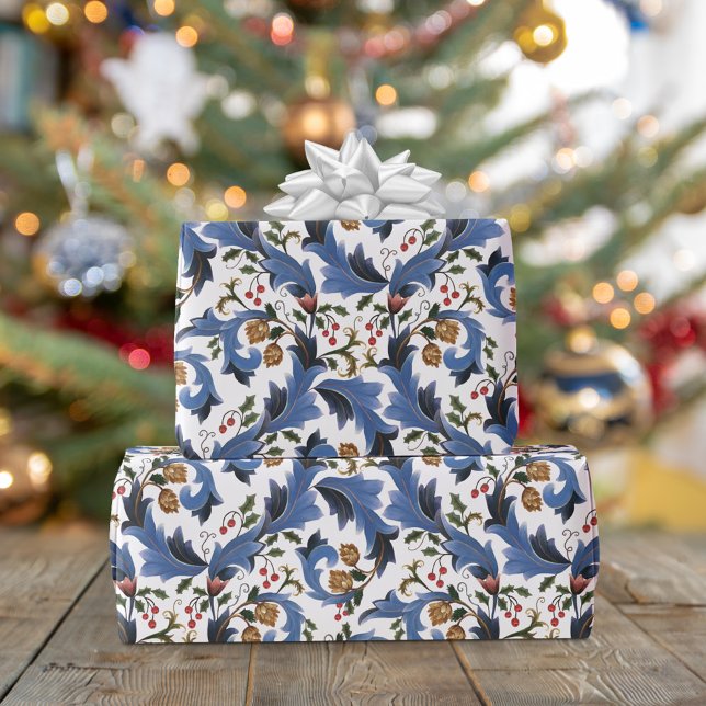 Papel De Presente Feriado de Natal Azul Elegante (Criador carregado)