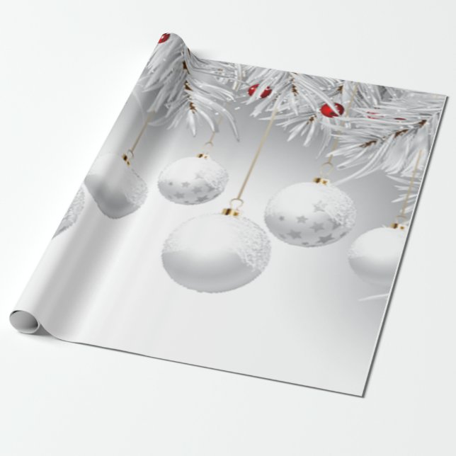 Papel De Presente Feriado de Natal Branco Elegante (Desenrolado)