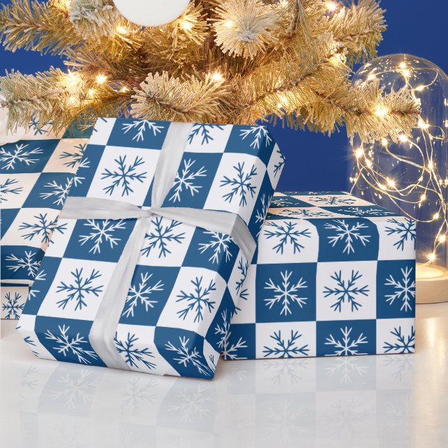Papel De Presente Feriado de Natal com Floco de Neve Azul (Feriados)