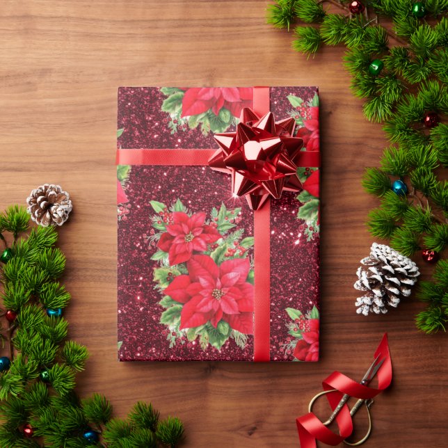 Papel De Presente Feriado de Natal da Red Poinsettia (Presente de Natal)