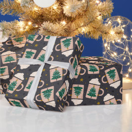 Papel De Presente Feriado de Natal de Chocolate Quente