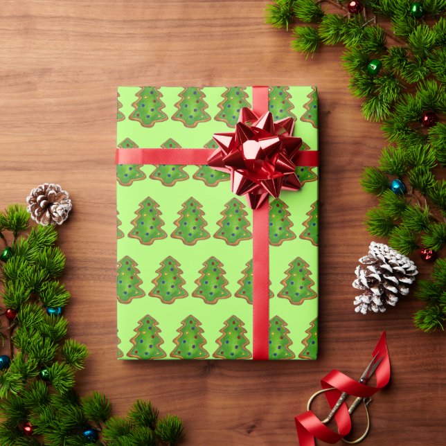 Papel De Presente Feriado de Natal de Cookie Verde (Presente de Natal)