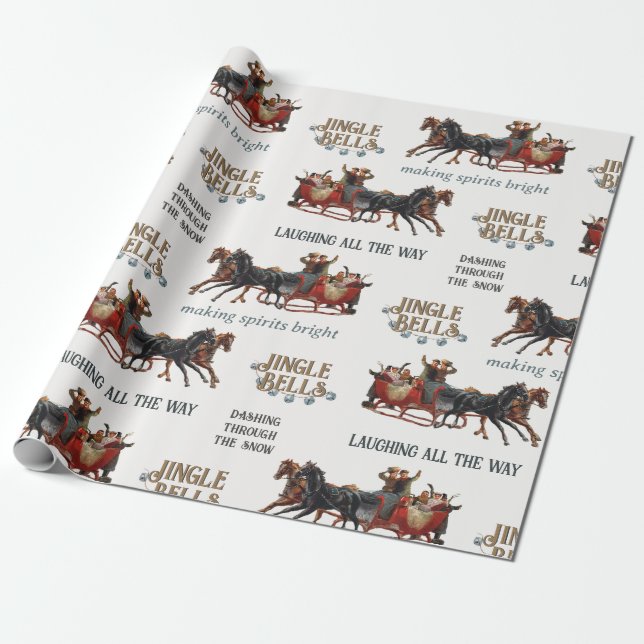 Papel De Presente Feriado de Natal de Jingle Bells Sleigh Ride (Desenrolado)