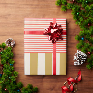 Papel De Presente Feriado de Natal de Stripes Mistas Modernas