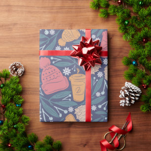 Papel De Presente Feriado de Natal do Café Pom Beanie