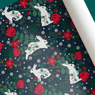 Papel De Presente Feriado de Natal do Folk Rabbit