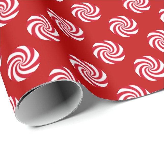 Papel De Presente Feriado de Natal do Peppermint Candy Swirl (Ponta do rolo)