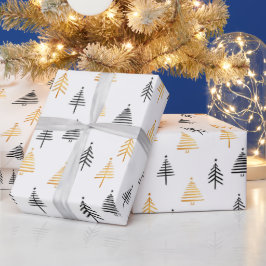 Papel De Presente Feriado de Natal, Dourado negro moderno legante