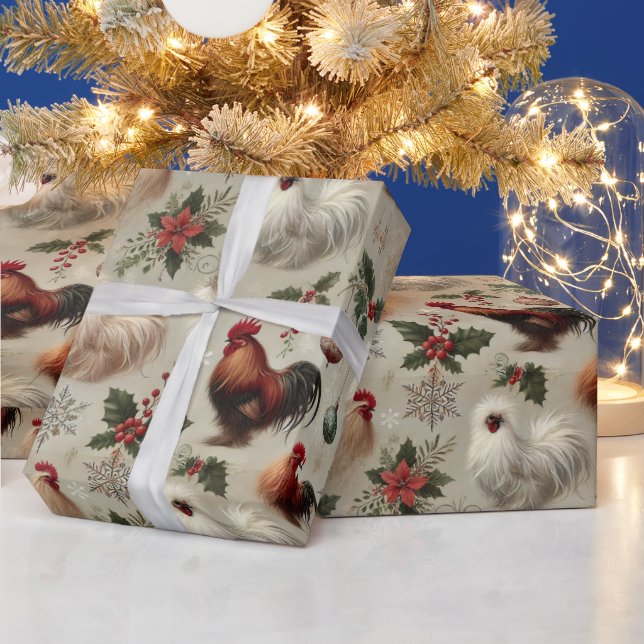 Papel De Presente Feriado de Natal em Frango Silkie Elegante (Feriados)