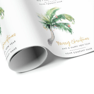 Papel De Presente Feriado de Natal em Nome de Empresa da Palm Tree
