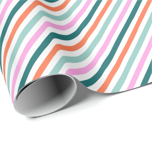 Papel De Presente Feriado de Natal em Stripes Clássicas (Ponta do rolo)