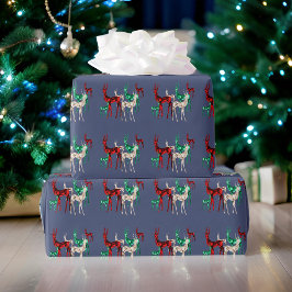 Papel De Presente Feriado de Natal Gemstone Crystal Reindeer
