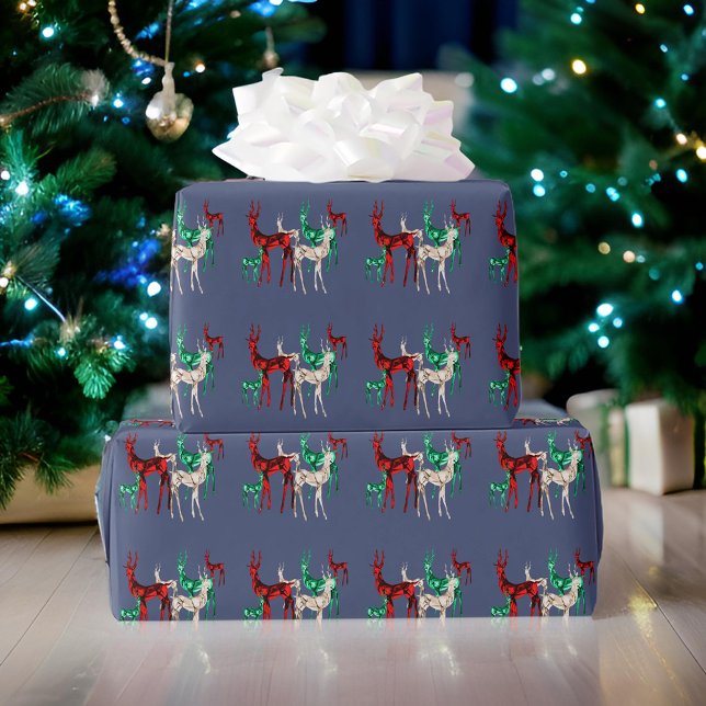 Papel De Presente Feriado de Natal Gemstone Crystal Reindeer (Criador carregado)