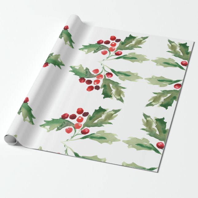 Papel De Presente Feriado de Natal Holly (Desenrolado)