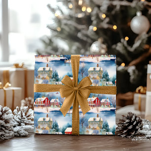 Papel De Presente Feriado de Natal na Vila Nova Inglaterra