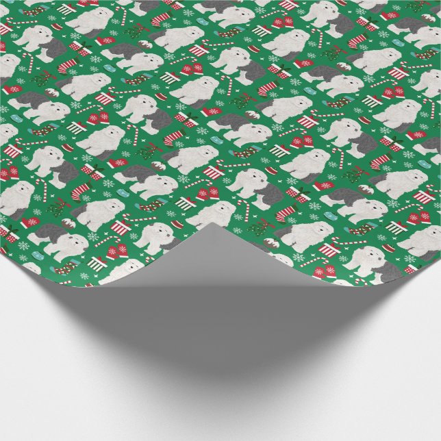 Papel De Presente Feriado de Natal para Sheepdog em Inglês (Ponta)