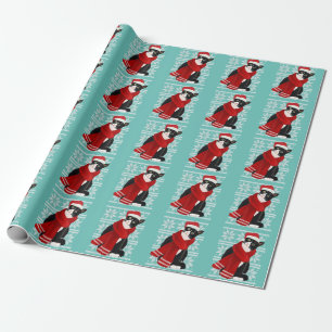 Papel De Presente Feriado de Natal preto de Santa Hat