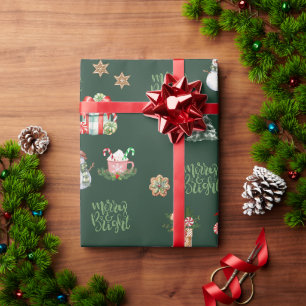 Papel De Presente Feriado de Natal Verde e feliz