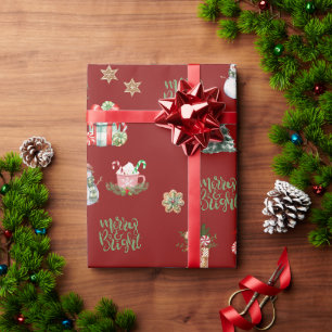 Papel De Presente Feriado de Natal vermelho feliz e brilhante
