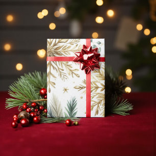 Papel De Presente Feriado de neve Dourado verde, luxo aquarela