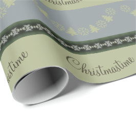 Papel De Presente Feriado De Neve E Árvore Padrão