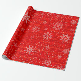 Papel De Presente Feriado de Neve Vermelho