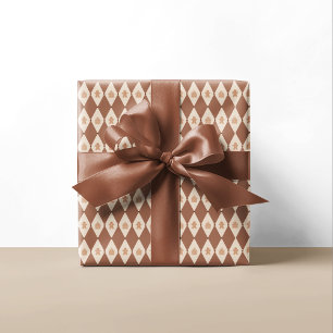 Papel De Presente Feriado de Padrão Neutro do Gingerpão Argyle
