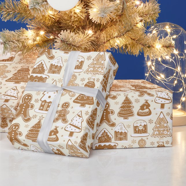 Papel De Presente Feriado de pão de gengibre festivo (Feriados)