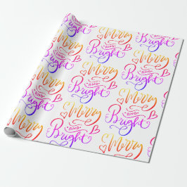Papel De Presente Feriado De Script Rainbow feliz E Brilhante