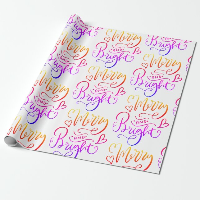 Papel De Presente Feriado De Script Rainbow feliz E Brilhante (Desenrolado)
