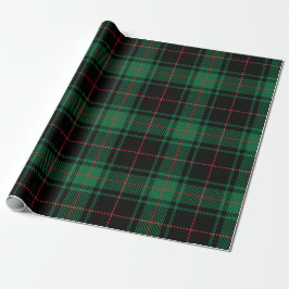 Papel De Presente Feriado de Tartan Verde Clássico e Escuro Elegante