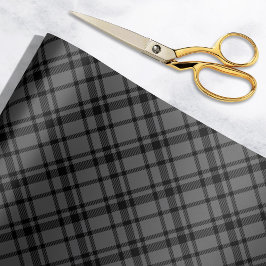 Papel De Presente Feriado de Xadrez de Tartan na Escócia, Cinza de c